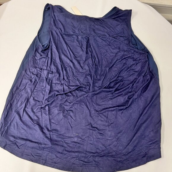 Papermoon Women's Plus 2X Bighton Quarter Zip Tank Top Sleeveless Blouse Navy Bl - Picture 8 of 9